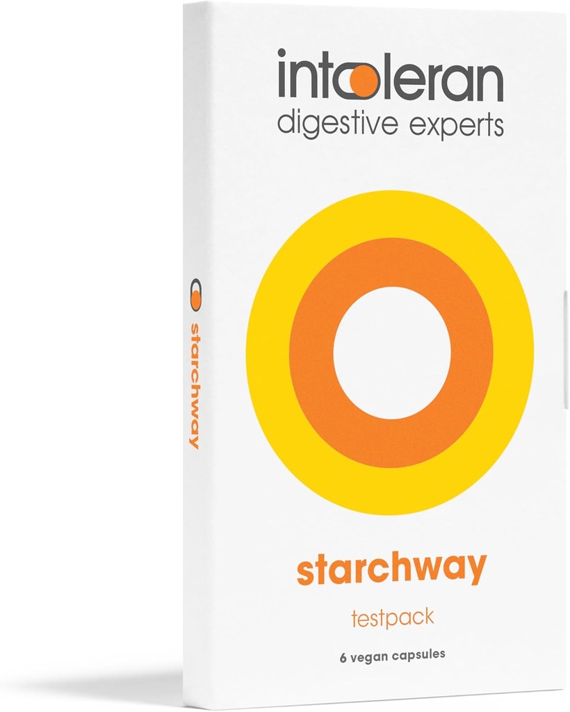 Intoleran Starchway Digestive Enzymes - testpack 6 capsules | Supplement for Starch & Sucrose Intolerance | Helps Digest Sugars & Starchy Foods | Invertase & Gluco-Amylase Enzymes | Vegan | Low FODMAP