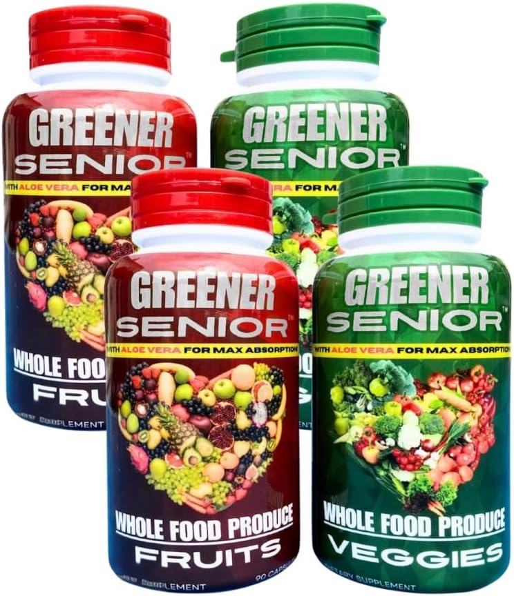 Meyve & Veggie Whole Food Supplement - Seniors, Men ve Kadınlar için, Max Aborpsiyon için - 90 Meyve Kapsülleri ve 90 Veggie Capsules - 2 Setler