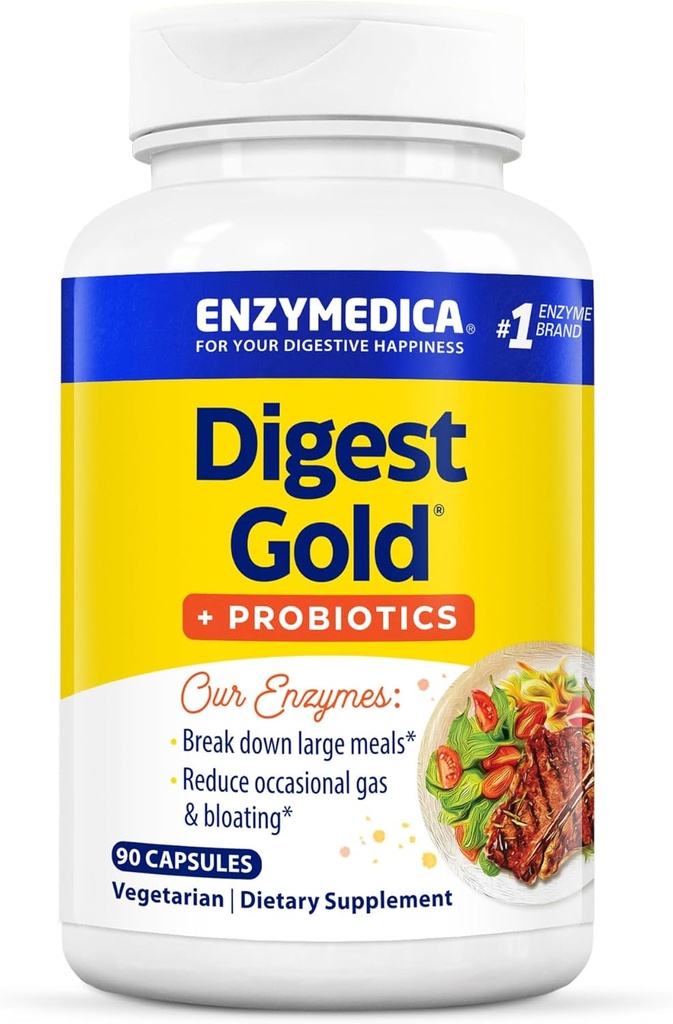 Enzymedica Digest Gold + Probiotics, 2-σε-1 Formula for Gut Health, Digestive Enzymes & 1 Δισεκατομμύρια Ενεργοί Προβιοτικοί Πολιτισμοί, 90 Count (FFP)
