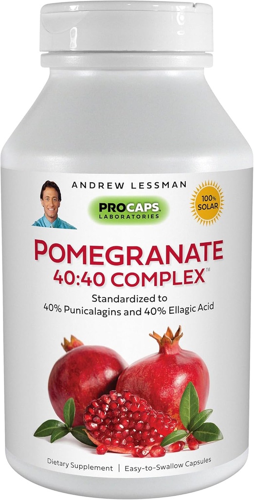 ANDREW LESSMAN Pomegranate 40-40 Complex 60 Capsules - All-Natural, High-Potency Extract to Protect Your Body from Free Radical Damage. No Sugar, Calories, Sweetener, Preservatives. No Additives