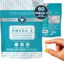 Trident Seafoods Pure Wild Alaskan Fish Oil 1060 mg Triple Strength Omega-3 Fish Oil Supplement for Women and Men - EPA ve DHA - 60 Ct. Daily Citrus Soft Gel Supports Heart, Brain, and Vision