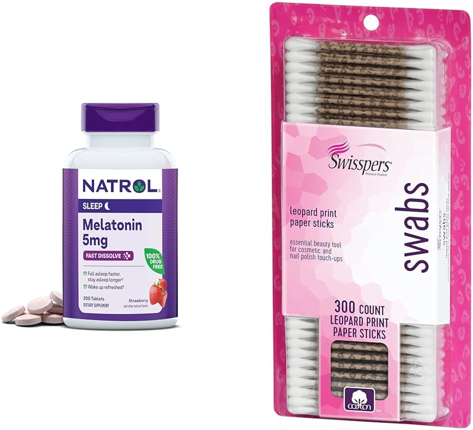 Natrol Μελατονίνη 5mg Γρήγορης Διάλυσης 200 δισκίων & Ελβετικών Βαμβακών Καταμέτρηση 300