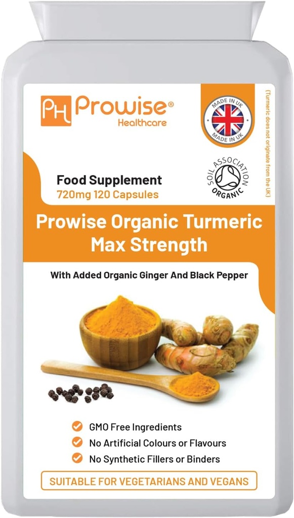 Organik Turmeric Curcumin 720mg - 120 Capsules | Organik Turmeric and Black Pepper Capsules High Strength | Vegan & Vegetarian Turmeric Supplements