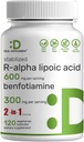 DEAL SUPPLEMENT R Alpha Lipoic Acid 600 mg with Benfotiamine 300 mg Per Servis, 120 Veggie Capsules – 200 mg R-ALA Per Capsule – Antioksi Supplement for Energy & Nervous System Support