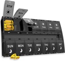 XL Big Pill Organizer 7 Day, Weekly Medicine Pill Box 2 φορές την ημέρα, Am Pm Pill υπόθεση Organizer 14 διαμερίσματα με Hinged Lids Design, Daily Box Pill Dispenser για το ιχθυέλαιο / συμπληρώματα (Μαύρο)