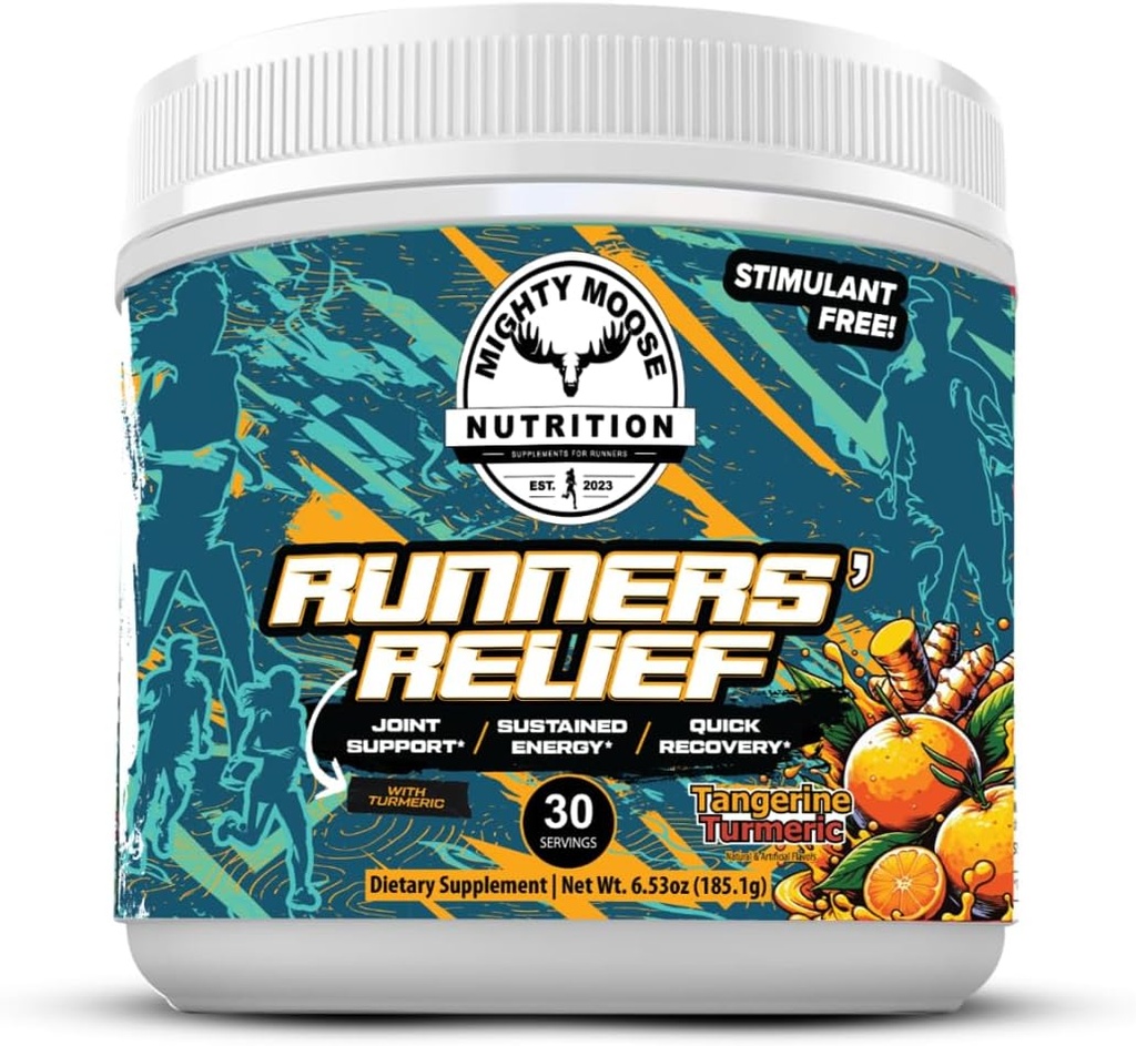 Runners' Relief - Joint Support & Muscle Recovery Supplement - Glucosamine Chondroitin - Hızlı Elytes - Stimulant-Free Pre /Post Workout Energy - Tangerine Turmeric with% 95 Curcuminoids
