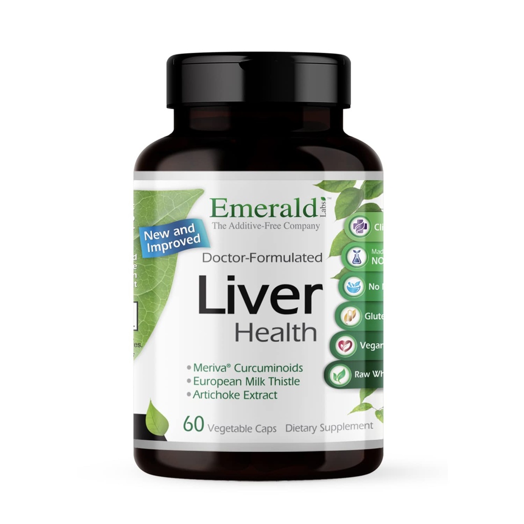EMERALD LABS Liver Health - Liver Support Supplement with European Milk Thistle Extract - Supports Health Immune System, Energy Levels & Gallbladder* - 60 Sebze Kapsülleri (30-Day Supply)