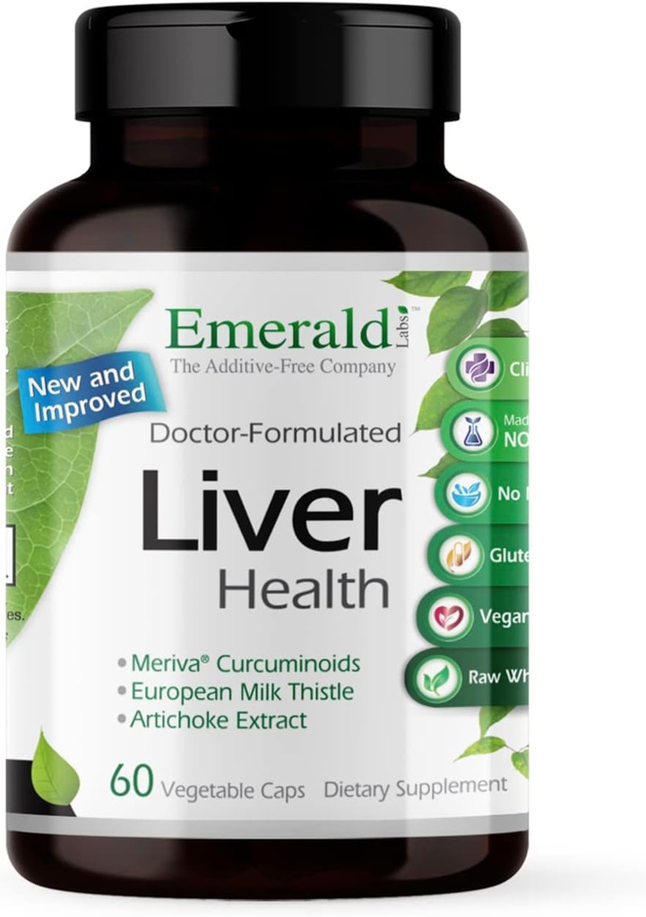 EMERALD LABS Liver Health - Liver Support Supplement with European Milk Thistle Extract - Supports Health Immune System, Energy Levels & Gallbladder* - 60 Sebze Kapsülleri (30-Day Supply)