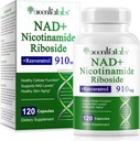NAD Supplement, NAD Nicotinamid Riboside Resveratrol 910 mg, Sağlıklı Hücre Fonksiyonlar için Yüksek Saf NAD Supplement, Destekler NAD Seviyeleri Sağlıklı Cilt Aging Diyet Tamam 120 Capsules