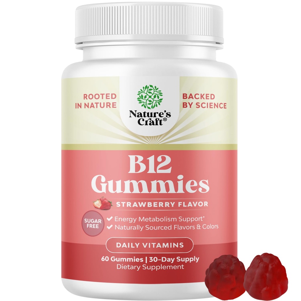 Yetişkinler için B12 Vitamini - Sugar Free Vitamin B12 1000 mcg Chewable Gums for Energy & Mood Support Immune & Nerves Health - Kosher Non-GMO & Gluten Free Supplement for Women & Men - 60 Count