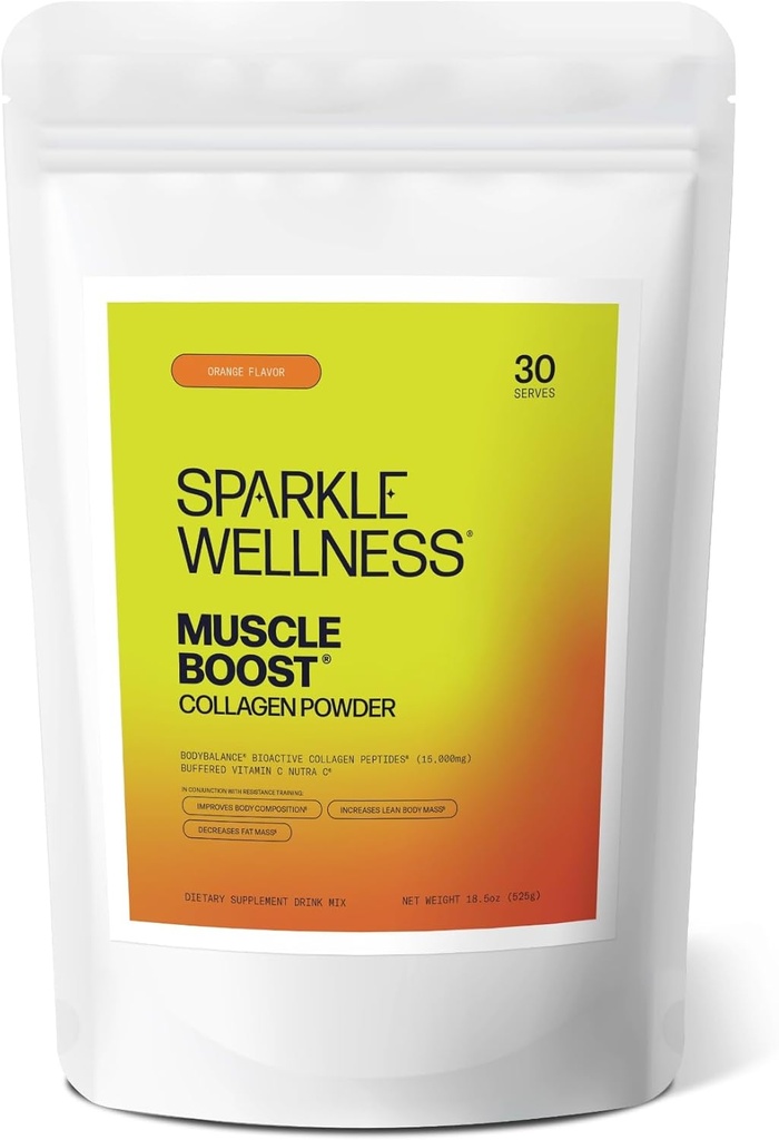 Sparkle Wellness Kas Boost (Orange) [30-Serves] | Kolajn Supplement Toz Hidrolyzed BODYBALANCE Collagen BO & Buffered Vitamin C | Lowry