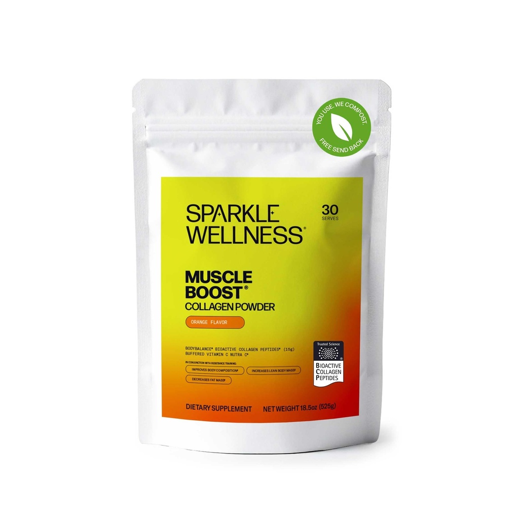 Sparkle Wellness Kas Boost (Orange) [30-Serves] | Kolajn Supplement Toz Hidrolyzed BODYBALANCE Collagen BO & Buffered Vitamin C | Lowry
