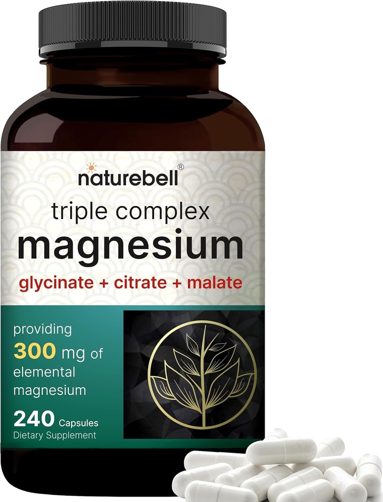 Magnezyum Kompleksi 1.000 mg, 240 Capsules | Glycinate, Citrate, Malate | Chelated & Purified | Bone, Heart & Muscle Support | Non-GMOMO
