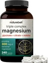 Magnezyum Kompleksi 1.000 mg, 240 Capsules | Glycinate, Citrate, Malate | Chelated & Purified | Bone, Heart & Muscle Support | Non-GMOMO