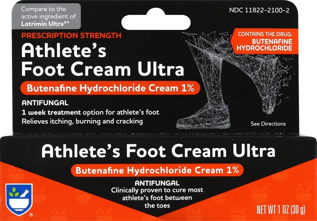 Rite Aid Prescription Strength Foot Care Butenafine Cream - 1 oz, Antifungal Cream, Jock Itch Tedavisi, Sporcunun Ayakları Krem Ekstra Güçlü Güçleri Tedavi Ediyor
