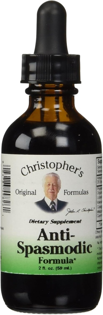 Christopher's Original Formulas Anti-Spasmodic Formula | 2 oz Liquid Herbal Supplement | Nervous System Support | Skullcap, Valerian & Cayenne