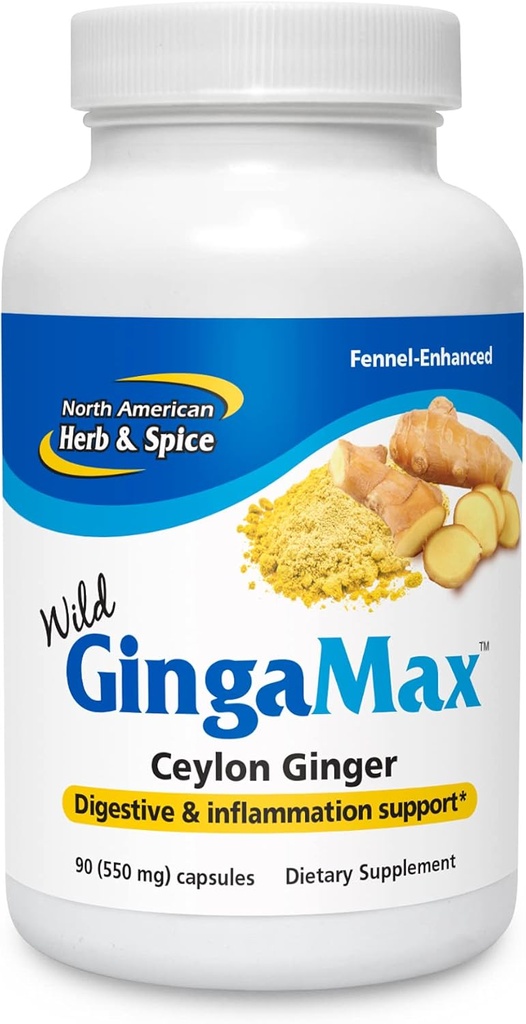 NORTH AMERICAN HERB & SPICE GingaMax - 90 Capsules - Ceylon Ginger - Digestive Support - Non-GMO - 45 Hizmetler