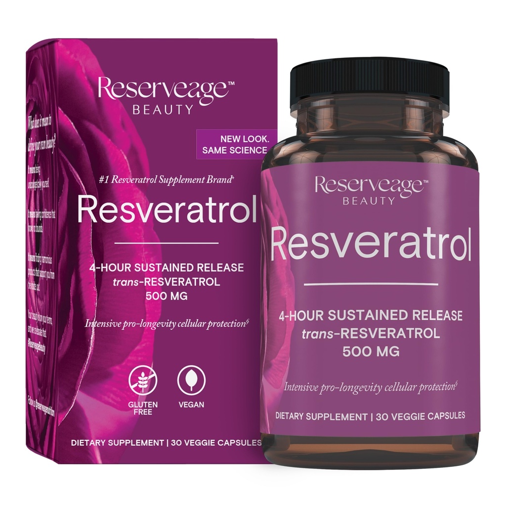 Rezerv Güzellik, Resveratrol 500 mg, Kalp ve Hücre Sağlığı için Antioksi Supplement, Sağlıklı Ağlama ve Immune Sistemi, Paleo, Keto, 30 Capsules