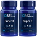 Life Extension Super K, Vitamin K1, Vitamin K2 mk-7, Vitamin K2 mk-4, C, Bone/Heart/arterial Health, 3-Month Supply, Gluten-Free, 1 Daily, Non-GMO, 90 softgels (Pack of 2)