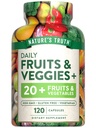 Doğanın Gerçek Meyvesi ve Veggies Supplement | 120 Vegetarian Capsules | 20+ Meyve ve Sebzeler | Vejetaryen, Non-GMO ve Gluten Ücretsiz Supplement