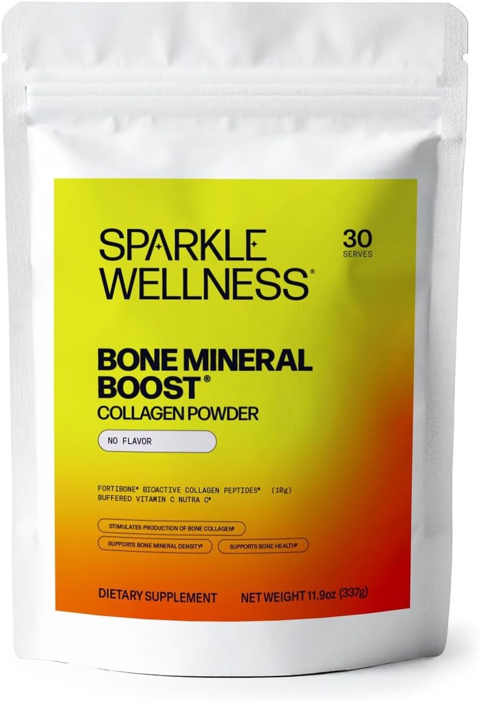 Sparkle Wellness Bone Mineral Boost (No Flavor) [30 Serves] | Collagen Toz Supplement | FORTIBONE Bioaktif Collagen Peptides ve Buffered Vitamin C Nutra C | Bone Supplements