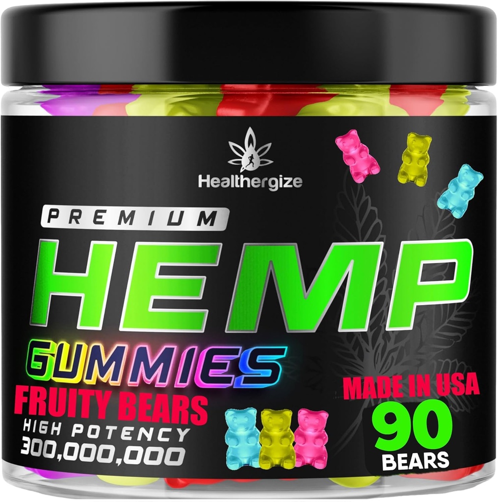Hemp Gummies Premium Hemp Oil Gummy Bears Edibles- Natural Calm, Peace and Relaxation-Promote Sleep, Back- Natural Omega 3 6 9-High Potency Hemp- Made in USA