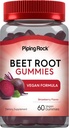 Piping Rock Beet Root Gummies | 60 Kont | Erkekler ve Kadınlar için | Nitrik Oksit Tamam | C ve Black Pepper | Strawberry Flavor | Vegan, Non-GMO, Gluten Free