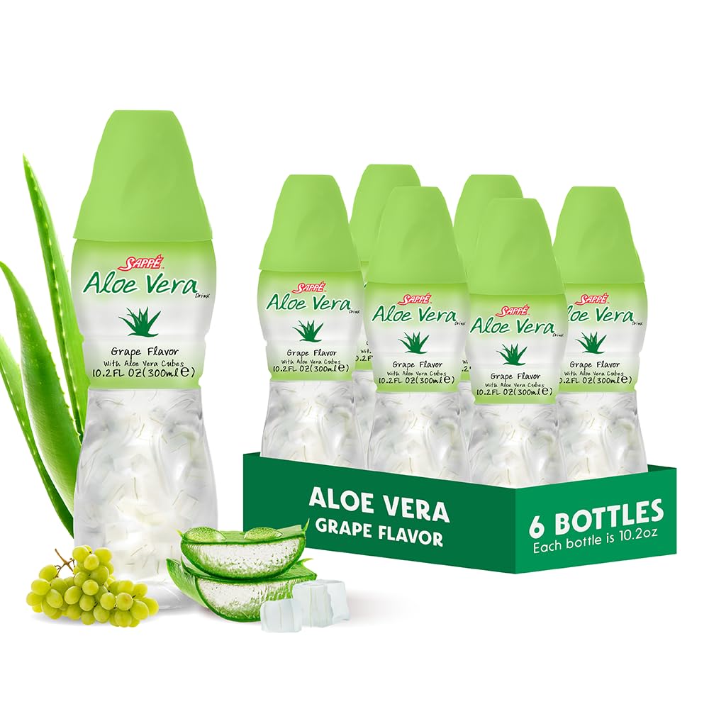 Aloe vera suyu (Grape aromalı) daha büyük saf aloe hamuru (6 Packs) ile Bitki bazlı meyve suyu hidrasyon için harika ve büyük aloe hamuru içeriyor. Yetişkinler ve çocuklar için sağlıklıdır