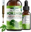PURA VIDA MORINGA Leaf Extract Liquid Drops - USDA Organik Onay - Yüksek Lisanslandı, Biyo kullanılabilir & Daha Hızlı A Vitamini Moringa Toz veya Capsules - Single Origin Moringa Oleifera Leaves