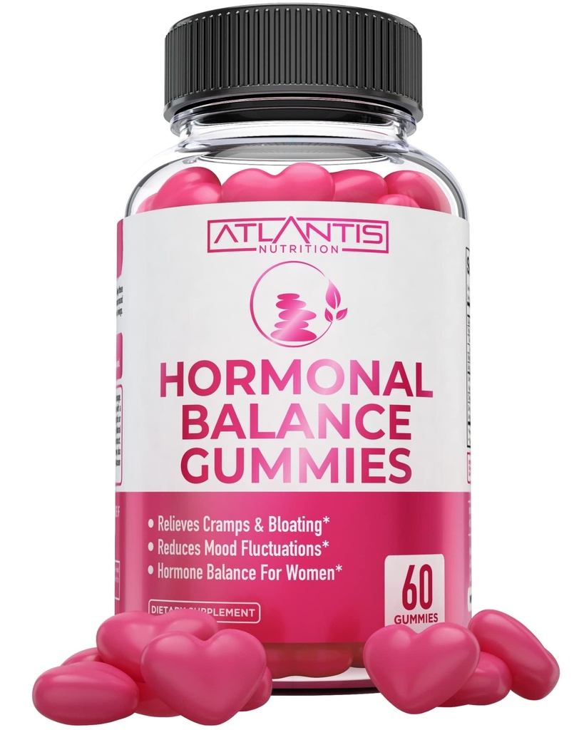 Atlantis Beslenme Hormonal Kadın ve PMS Relief Gummies - Tümeviates Cramps, Bloating, Mood Swings, Hot Flashes & Night Sweats - Cranberry, Dong Quai & Chasteberry Menstrual Cramp Relief