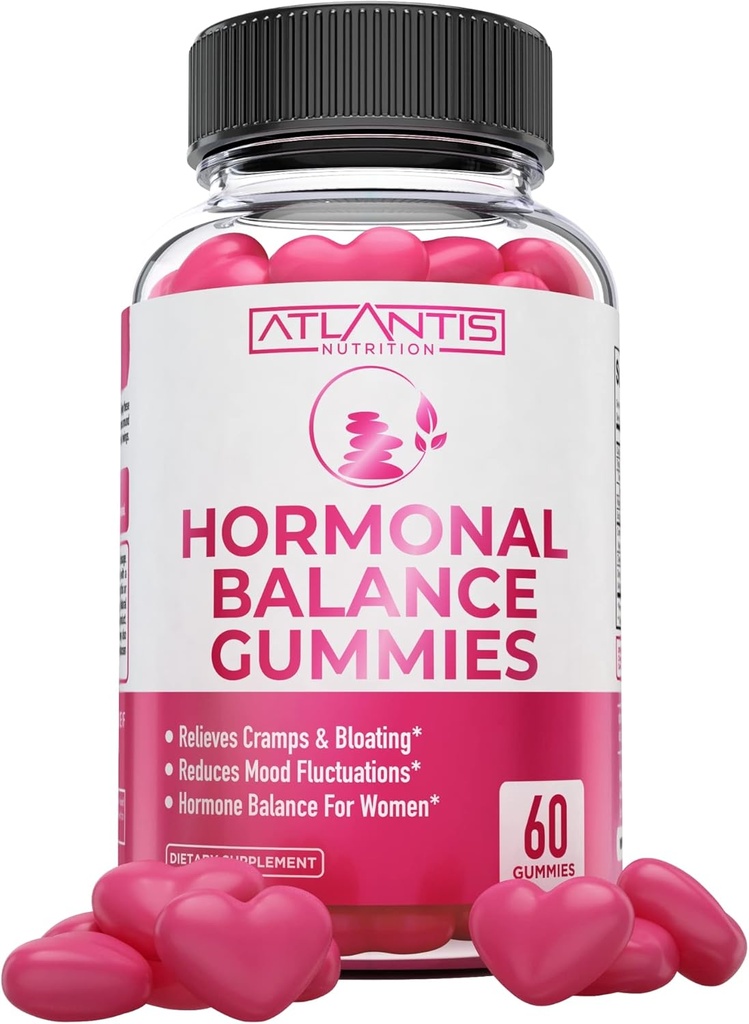Atlantis Beslenme Hormonal Kadın ve PMS Relief Gummies - Tümeviates Cramps, Bloating, Mood Swings, Hot Flashes & Night Sweats - Cranberry, Dong Quai & Chasteberry Menstrual Cramp Relief