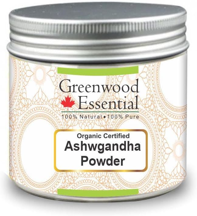 Greenwood Essential Pure Ashwgandha Powder (Withania somnifera) Βιολογικό Πιστοποιημένο 100% Φυσικό Θεραπευτικό Βαθμό 100gm (3.5 oz)