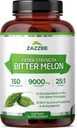 Zazzee Ekstra Kuvvet Bitter Melon 25:1 Ekstraksiyon, 9000 mg Güçlü, 10% Bitter Prensipleri, 150 Vegan Capsules, Standartlaştırılmış ve Yoğun 25X Ekstraksiyon, 100% Vegetarian, All-Doğal ve Non-GMOMO