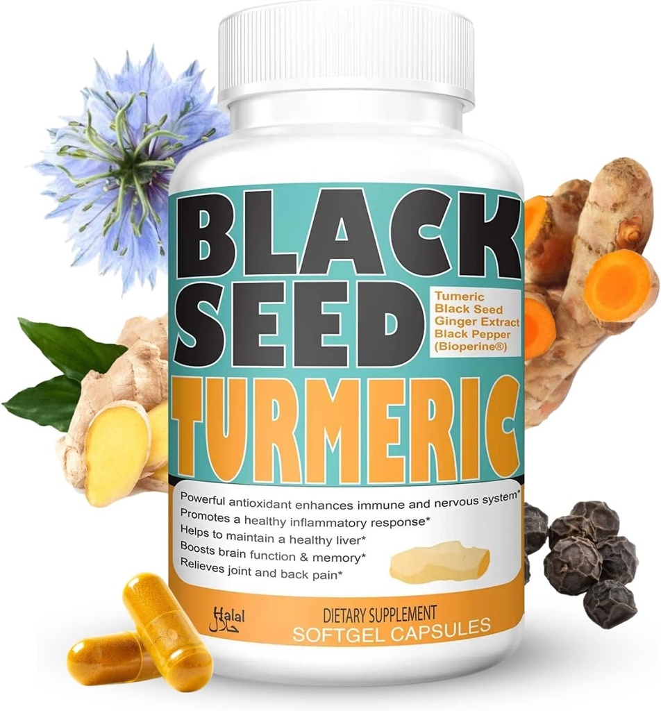 Turmeric 1350 mg Curcumin 150mg Black Tohum Toz 75 mg Ginger Extract 50mg Black Pepper Meyvesi 10 mg Bioperine 60 Veggie Count Capsules Tarafından Sweet Sunnah