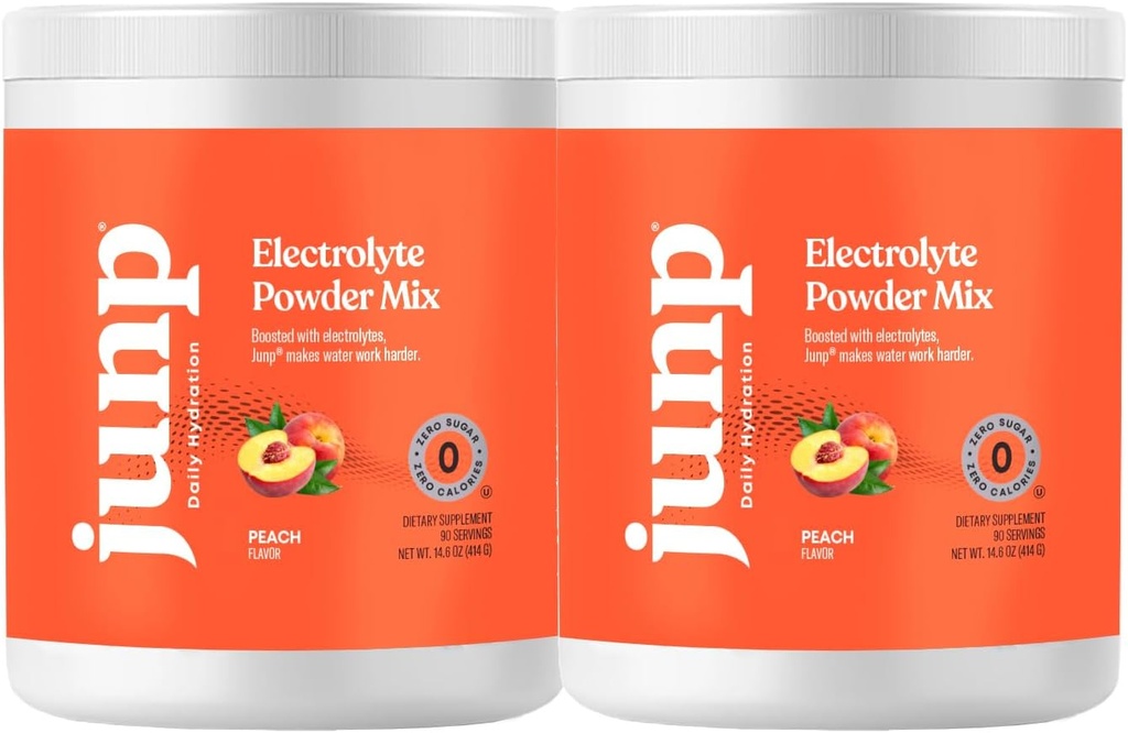 JUNP Electrolytes Toz No Sugar No Carbs – Orchard Fresh Juicy Peach Mix - Pyum & Salt Electrolyte Hydration Toz Zero Calorie Sugar Free Electrolyte Toz, Keto Friendly, 180 Servisler