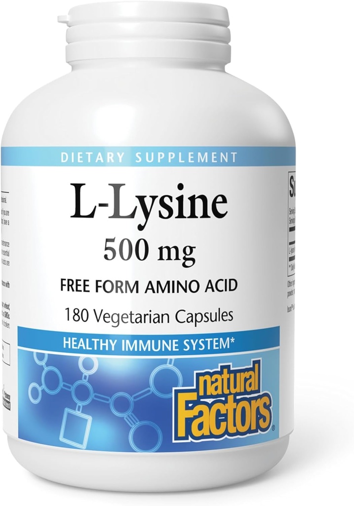 Natural Factors, L-Lysine 500 mg, 180 Vegetarian Capsules