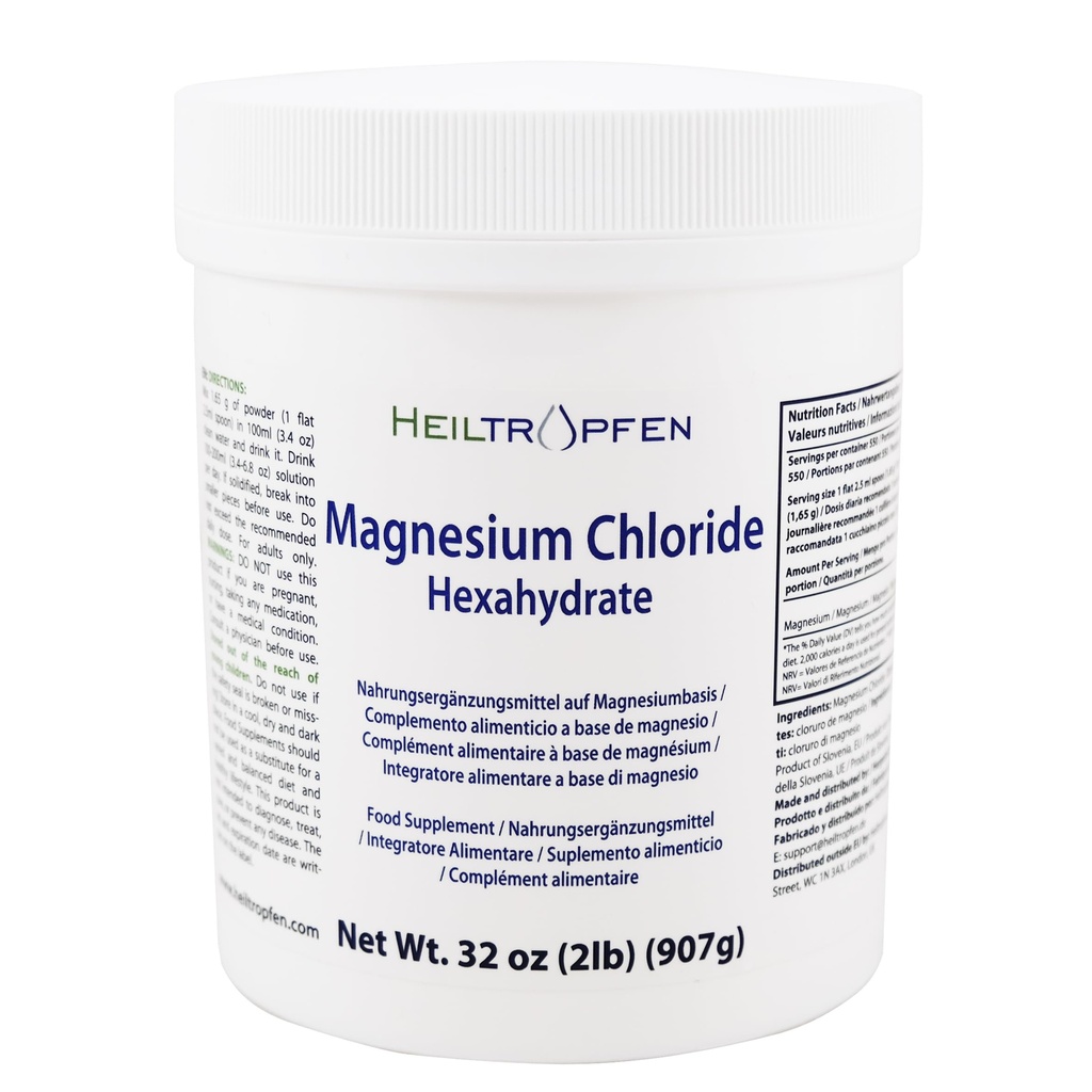 2 Pounds Magnezyum Chloride Hexahidrat | Farm Grade Malzemeler | Kristal Toz | Pure Ph. EUR., BP, USP, 100% | Heiltropfen®