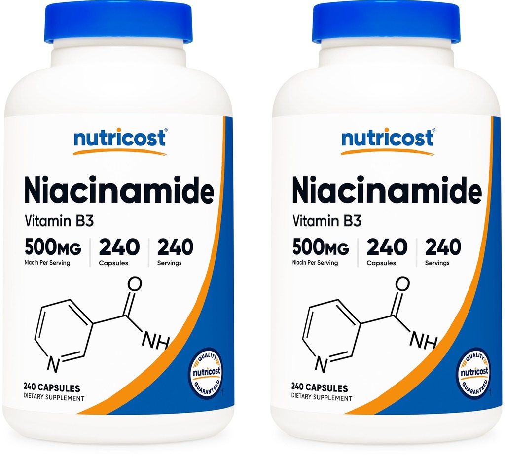 Nutricost Niacinamid (Vitamin B3) 500 mg, 240 Capsules (2 Şişe)