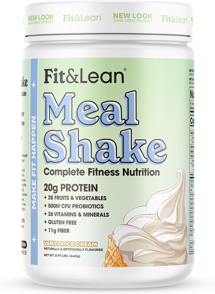 Fit & Lean Meal Shake, Fat Burning Meal Replacement, Protein, Fiber, Probiotics, Vanilla, 1lb, 10 Servings ανά εμπορευματοκιβώτιο