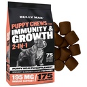 Bully Max 2in-1 Puppy Immunity & Growth için Yumuşak Chews - Köpek Vitaminleri & Supplements - Temel Çokvitamin Gıda Sağlığı ve Immune Desteği - Küçük, Orta ve Büyük Breed Puppies