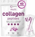 Mikro Malzemeler Multi Collagen Micro Toz, 40 Stick Packs | Tip I, II, III, V, X + Biotin, C & Hyaluronic Asit | Unflavored | Supports Saç, Skin & Ortak Sağlık | Chem, Non-GMO