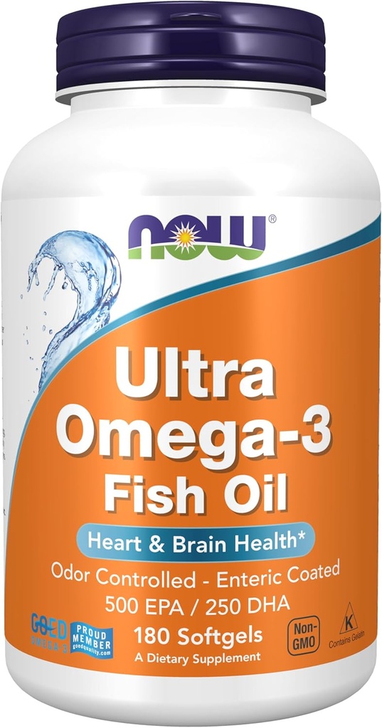 Τώρα Συμπληρώματα Τροφίμων, Ultra Omega-3 Μοριακά Αποσταγμένο και Enteric Coated, 180 Softgels