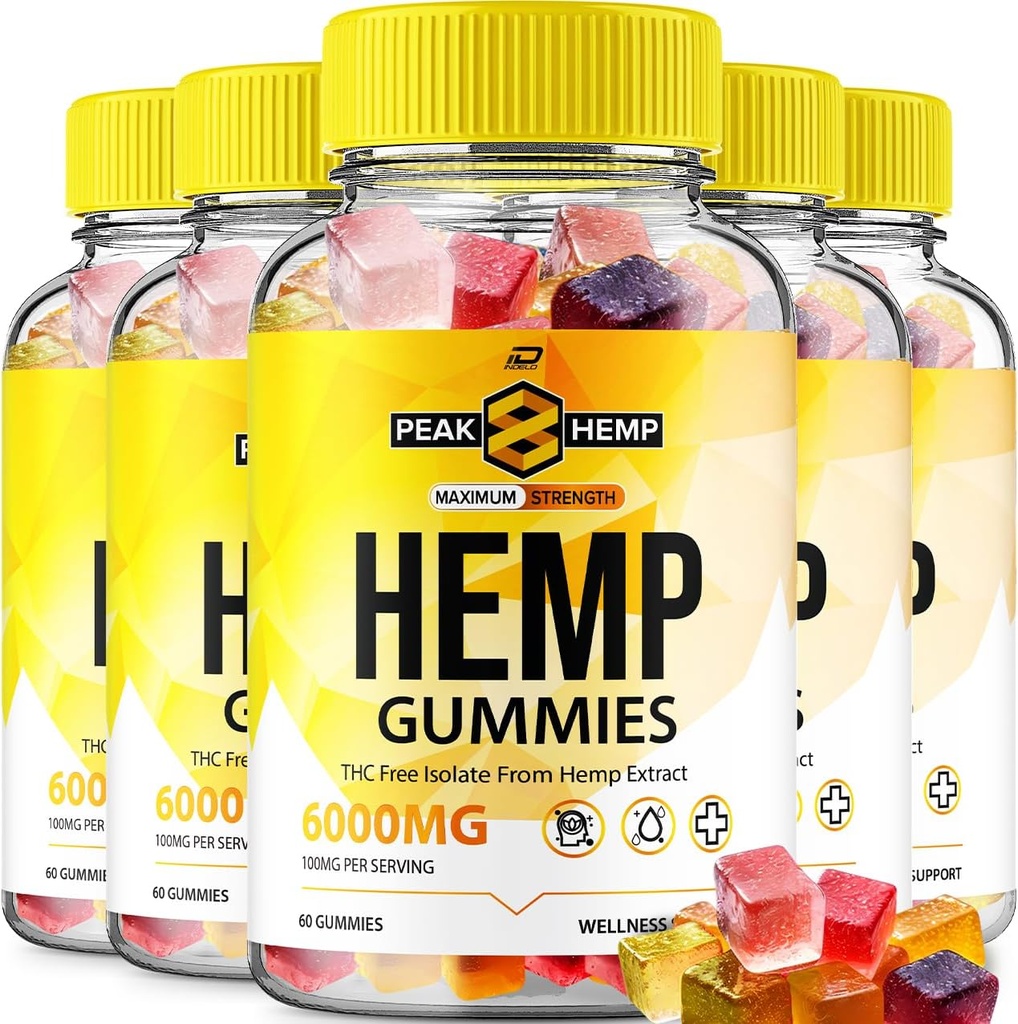 Peak 8 Hemp Gummies - with Hemp Seed Extract Peak Eight Hemp Gummies Tinnitus Herbal Supplement, Health and Wellness Support, All Natural Peak Hemp Gummy (5 Pack - 300 Gummies)