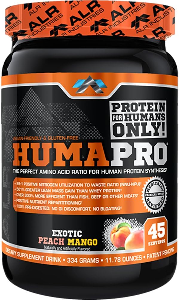 Humapro | Amino Acids protein Matrix for Humans | Lean Muscle için% 99 Utilizasyon | Vegan, Gluten Free | 334g / 45 Hizmetler (Exotic Peach Mango)