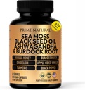 PRIME NATURAL Sea Moss 3000 mg Black Seed Oil 2000mg Ashwagandha 1000 mg Turmeric 1000 mg Burdock 1000 mg Manuka Honey Dandelion ACV - 120 Capsules | 60 Days Supply | Vegan