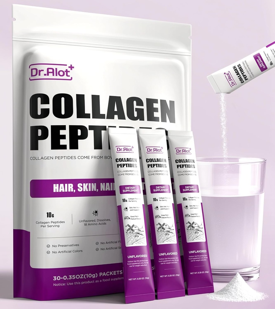 2X Skin Saç Çiçeği Ortakları Sağlığı için Kolektif Toz, Hydrolyzed Type 1 & 3 + VC ile Ultra High Abpsiyon Collagen Powder Toz, Kadın ve Erkekler için Unflavored Collagen Supplements, 30 Hizmet