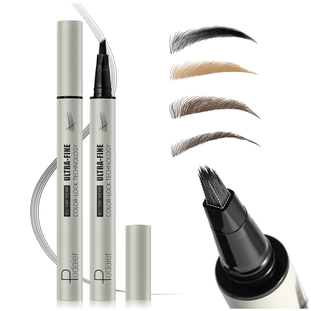 Microblading Eyebrow Kalem, Sıvı Magical Multi-Tip Eyebrow Kalems for Women, Water Eyebrow Pen for Natural Brow, Long Lasting Eyebrow Dye with Hair Like Capsules Brows Makyaj Pen