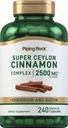 Piping Rock Super Ceylon Cinnamon Kompleksi Capsules | 2500 mg | 240 Toz Pilleri | Chromium ve Biotin | Vegetarian, Non-GMO, Gluten Free