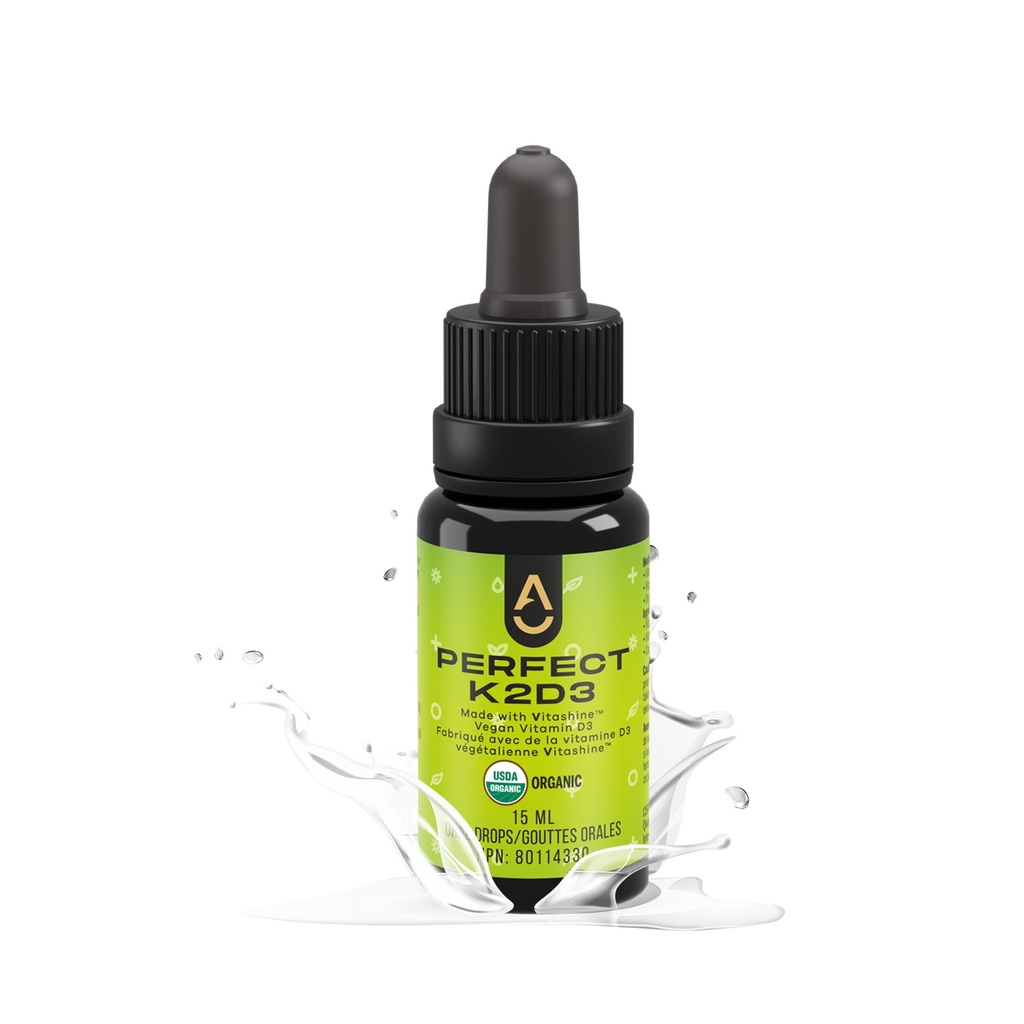 Προϊόντα ενεργοποίησης - Perfect K2D3, Liquid Vitamin D3 with K2, Vitamin K2 and D3 Supplement in MCT Oil, D3K2 Vitamins for Bone Strength and Immune Support, D3+K2 Βιταμίνες για την απορρόφηση ασβεστίου, 15 ml