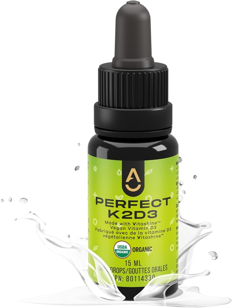 Προϊόντα ενεργοποίησης - Perfect K2D3, Liquid Vitamin D3 with K2, Vitamin K2 and D3 Supplement in MCT Oil, D3K2 Vitamins for Bone Strength and Immune Support, D3+K2 Βιταμίνες για την απορρόφηση ασβεστίου, 15 ml